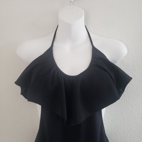 Victoria's Secret One Piece Swimsuit Large Black Cutout Ruffle Romantic Feminine - Picture 2 of 9